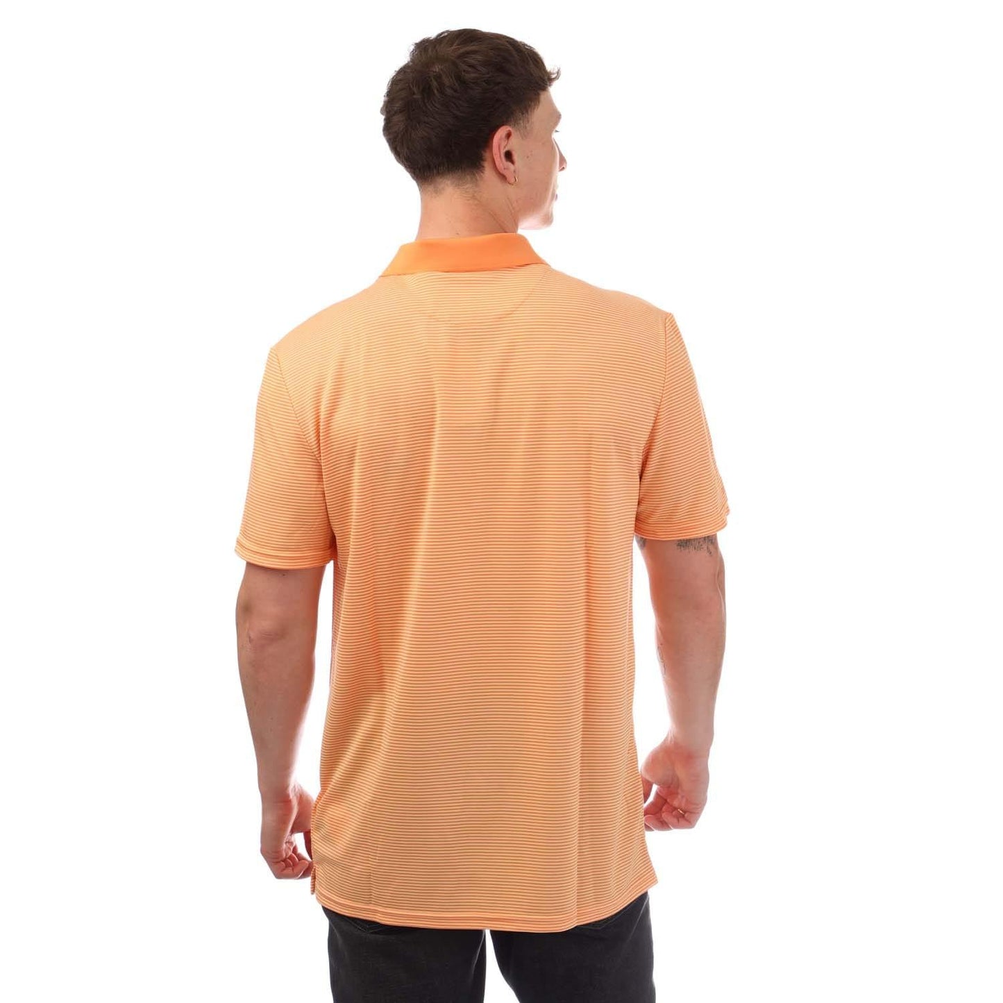 Orange - Back - Lyle & Scott Mens Micro-Stripe Golf Polo Shirt