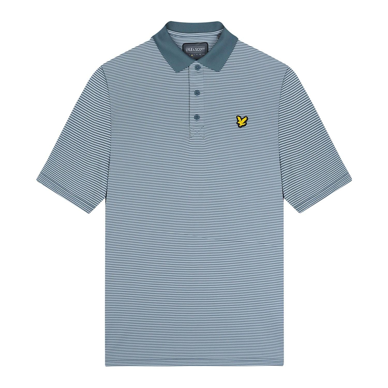 Blue - Front - Lyle & Scott Mens Micro-Stripe Golf Polo Shirt