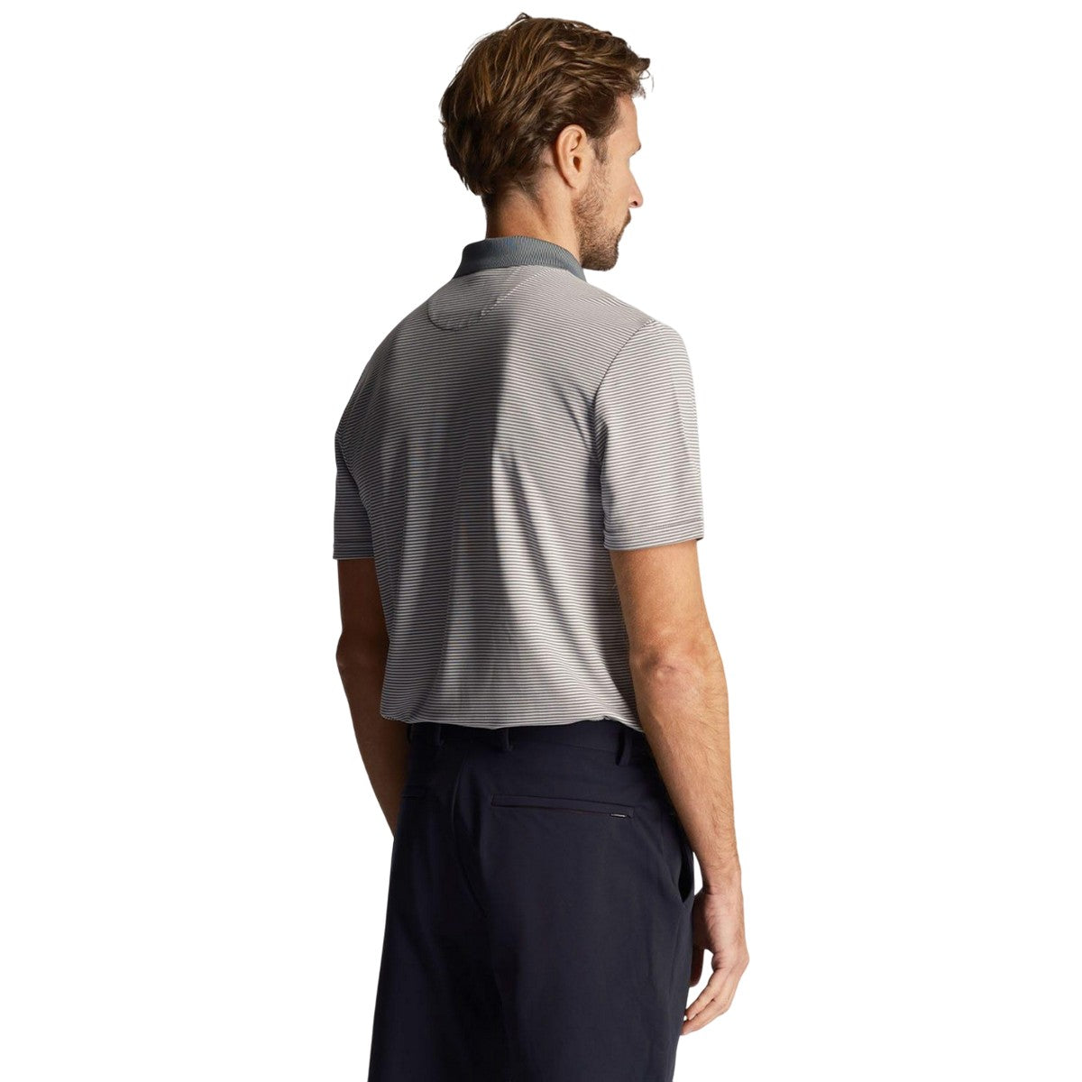 Blue - Back - Lyle & Scott Mens Micro-Stripe Golf Polo Shirt
