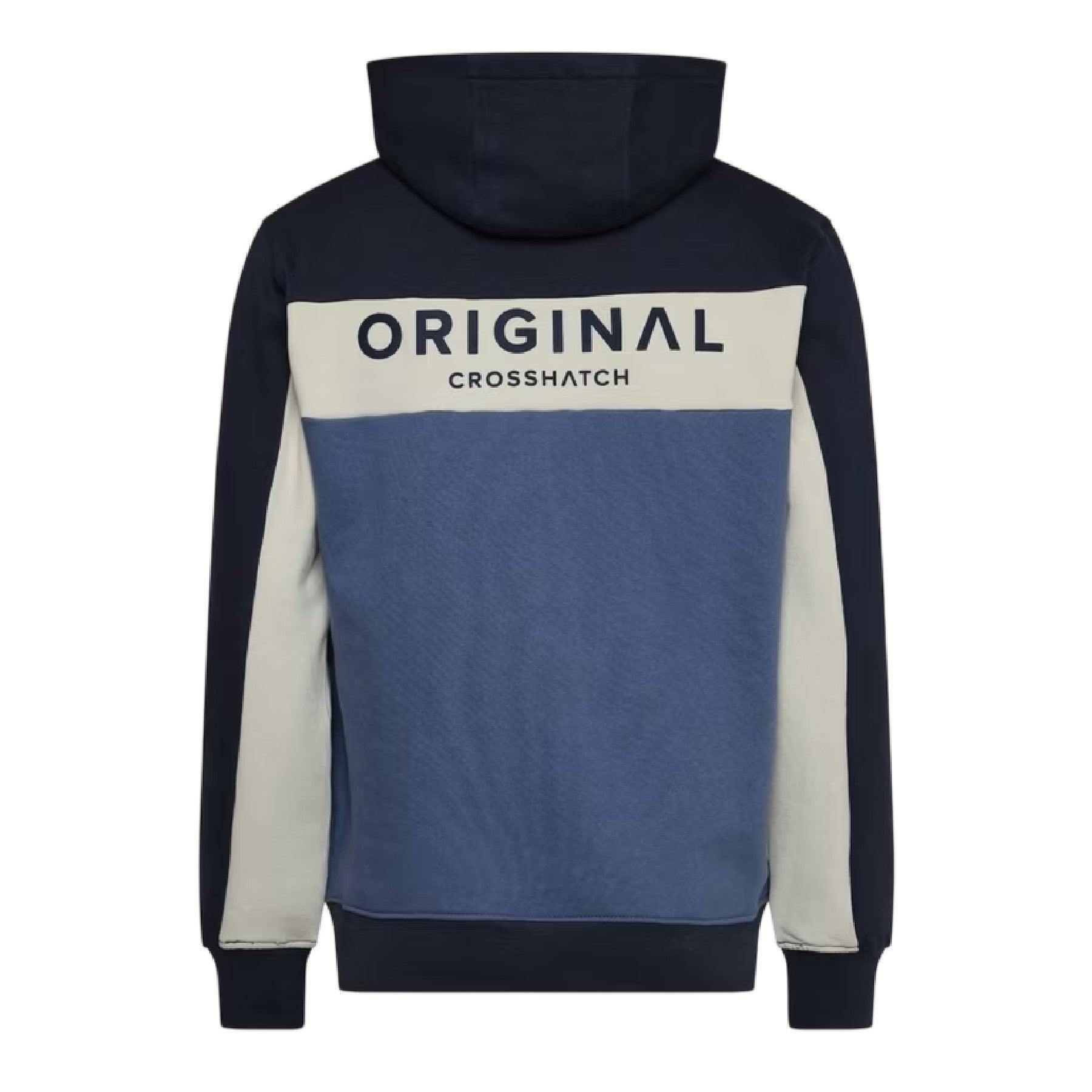 Blue - Back - Crosshatch Mens Castlebay Colour Block Hoodie