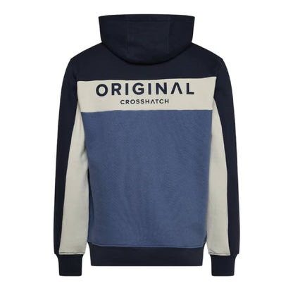 Blue - Back - Crosshatch Mens Castlebay Colour Block Hoodie