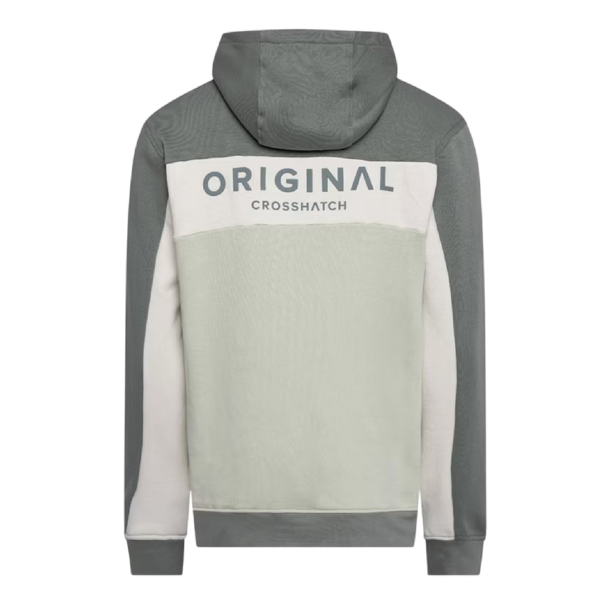 Light Olive - Back - Crosshatch Mens Castlebay Colour Block Hoodie