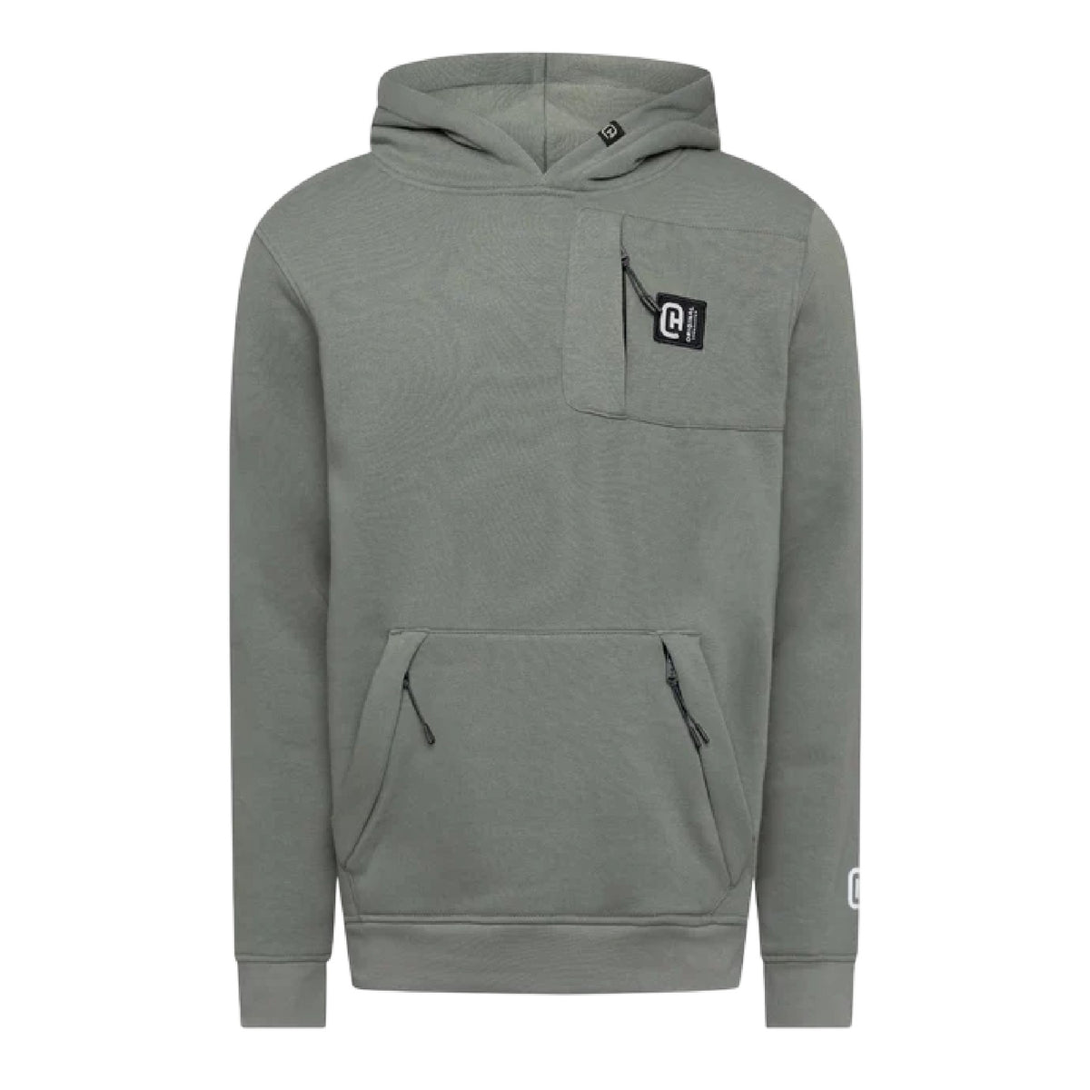 Olive - Front - Crosshatch Mens Portville Logo Hoodie