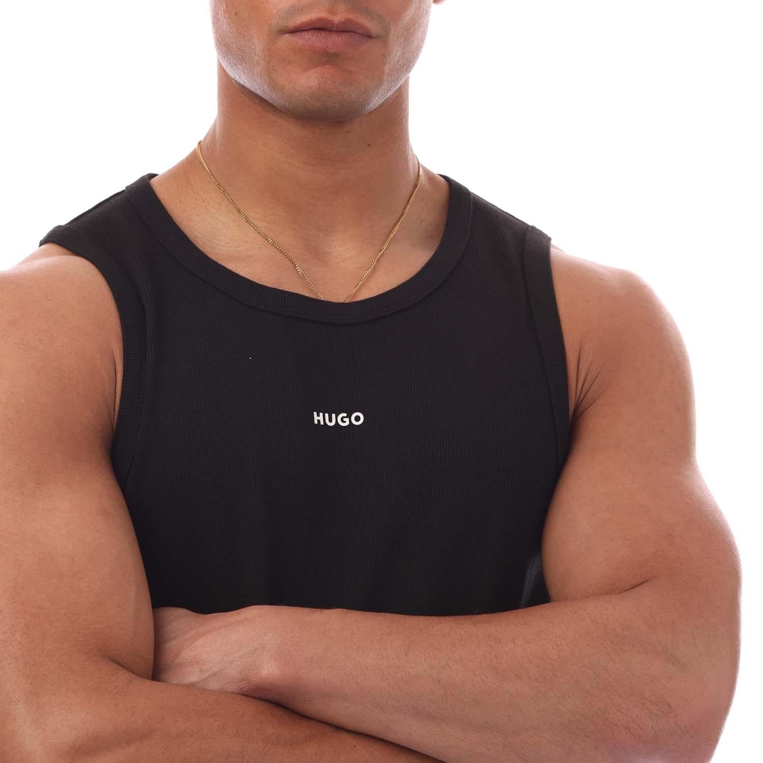 Black - Side - Hugo Mens Dapota Logo Tank Top