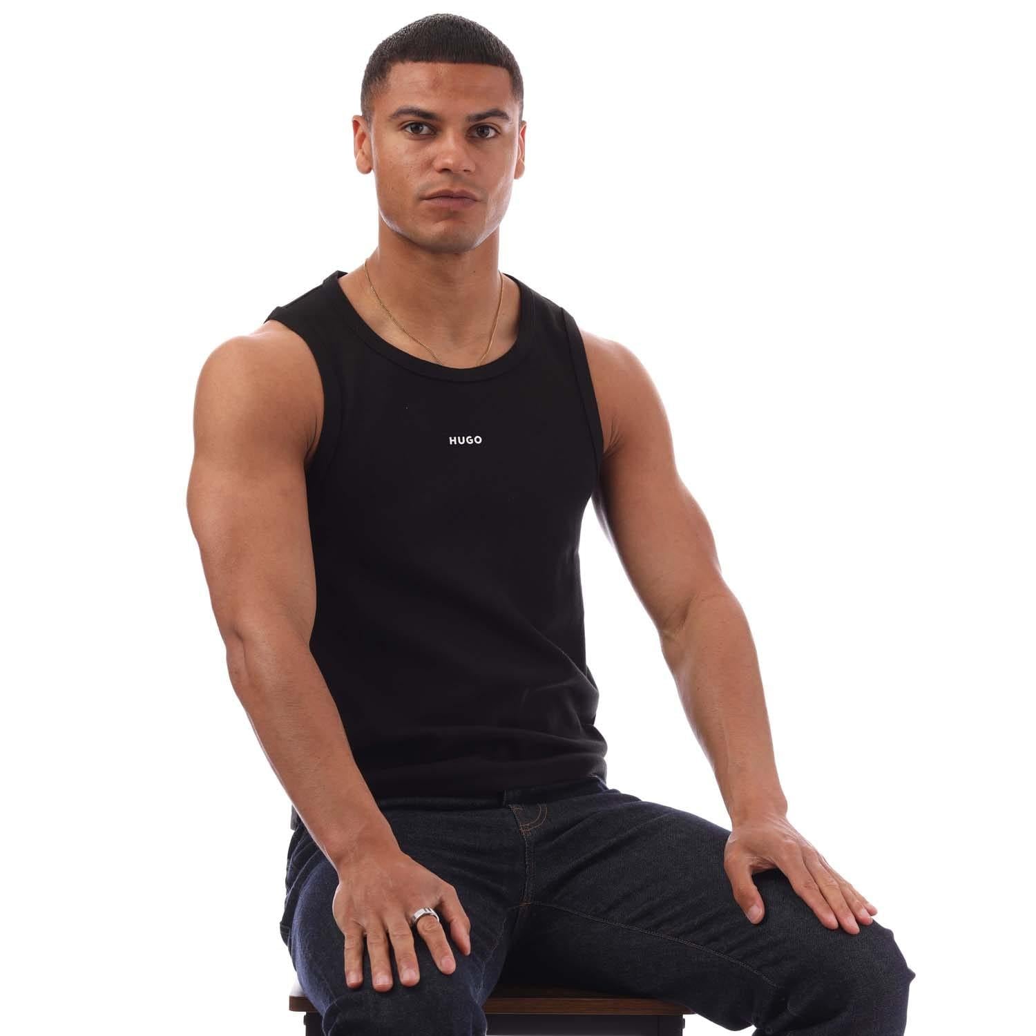 Black - Lifestyle - Hugo Mens Dapota Logo Tank Top