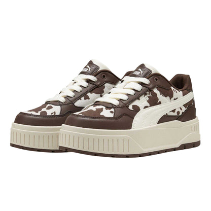 Brown - Lifestyle - Puma Womens-Ladies Karmen II Cow Print Synthetic Leather Platform Trainers