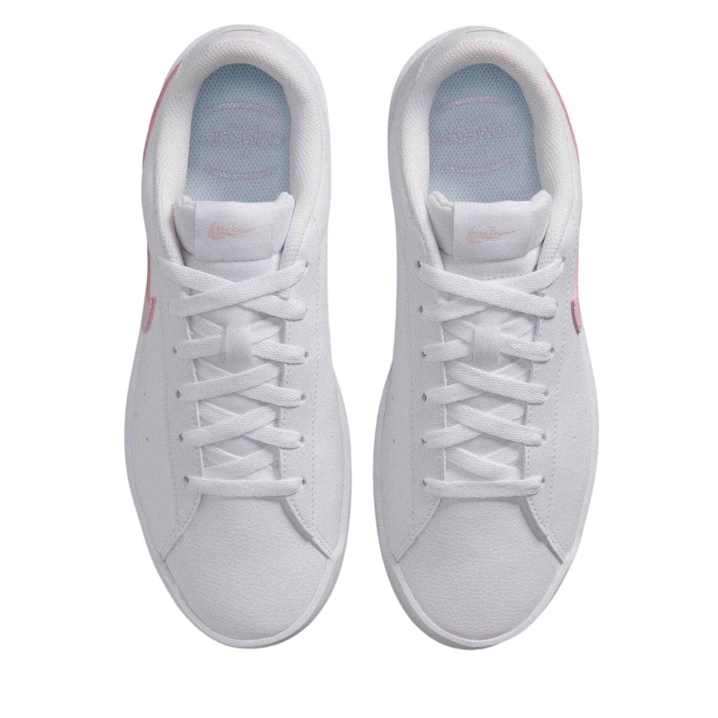 White-Pink - Lifestyle - Nike Womens-Ladies Heritage Synthetic Leather Court Trainers