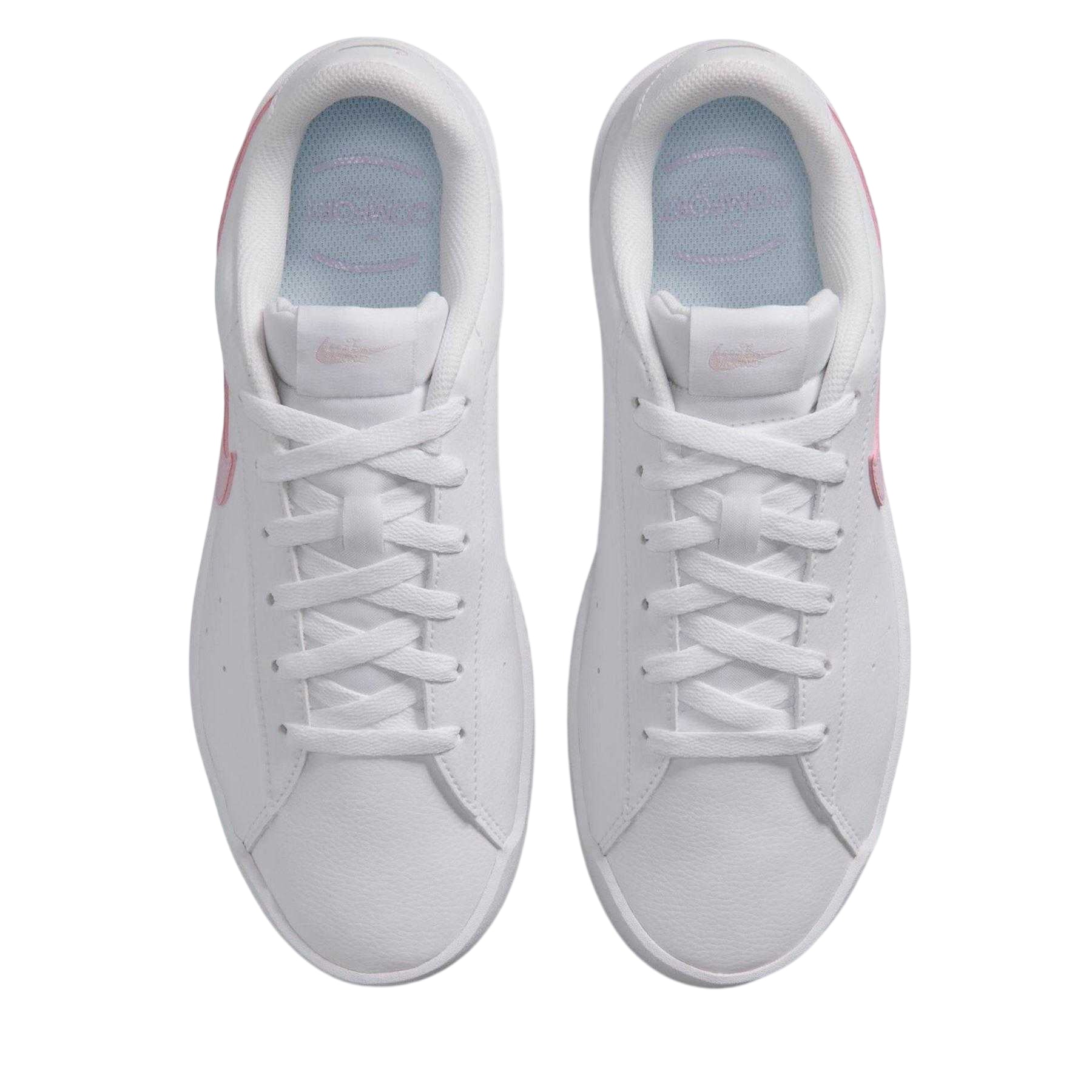 White-Pink - Lifestyle - Nike Womens-Ladies Heritage Synthetic Leather Court Trainers