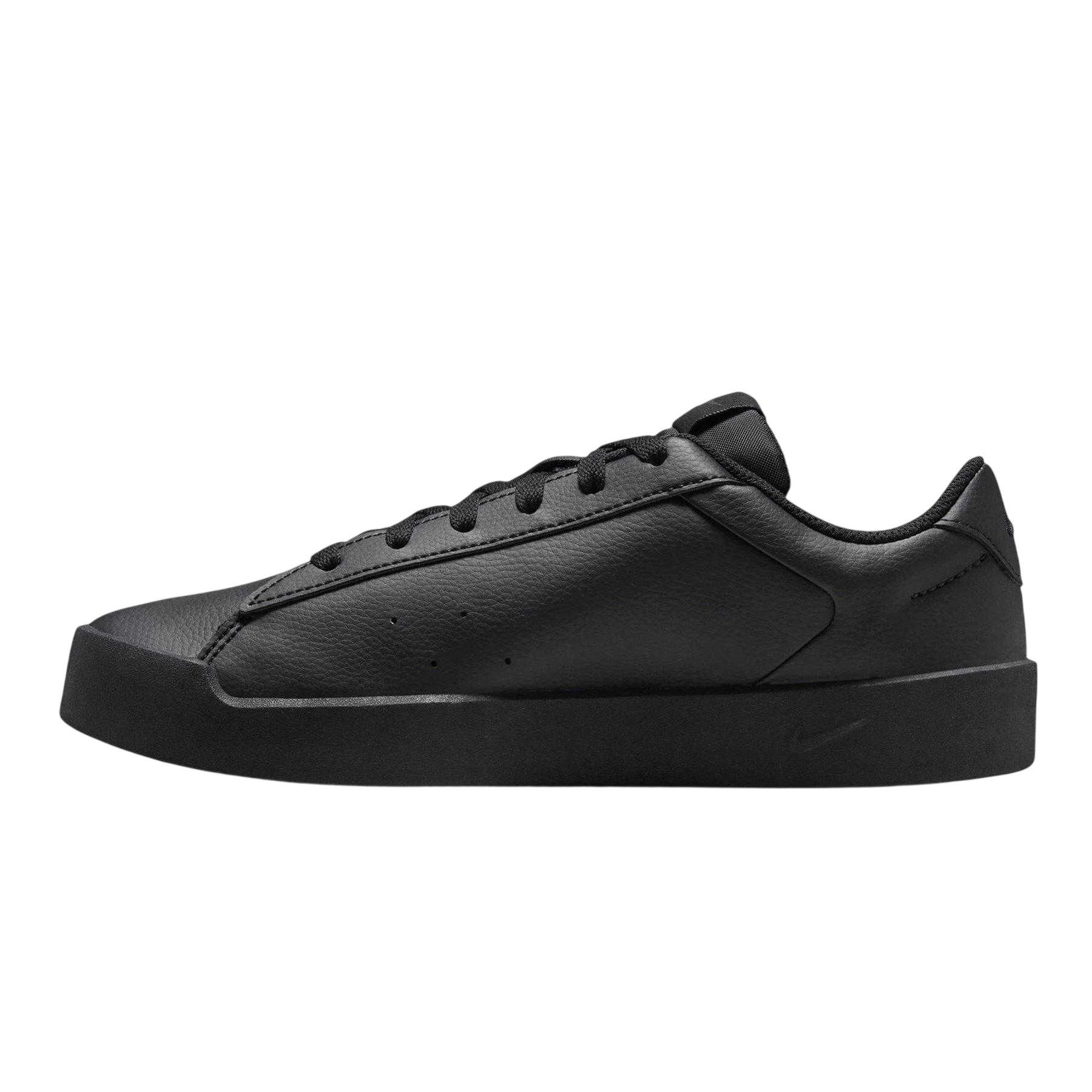 Triple Black - Side - Nike Womens-Ladies Heritage Synthetic Leather Court Trainers