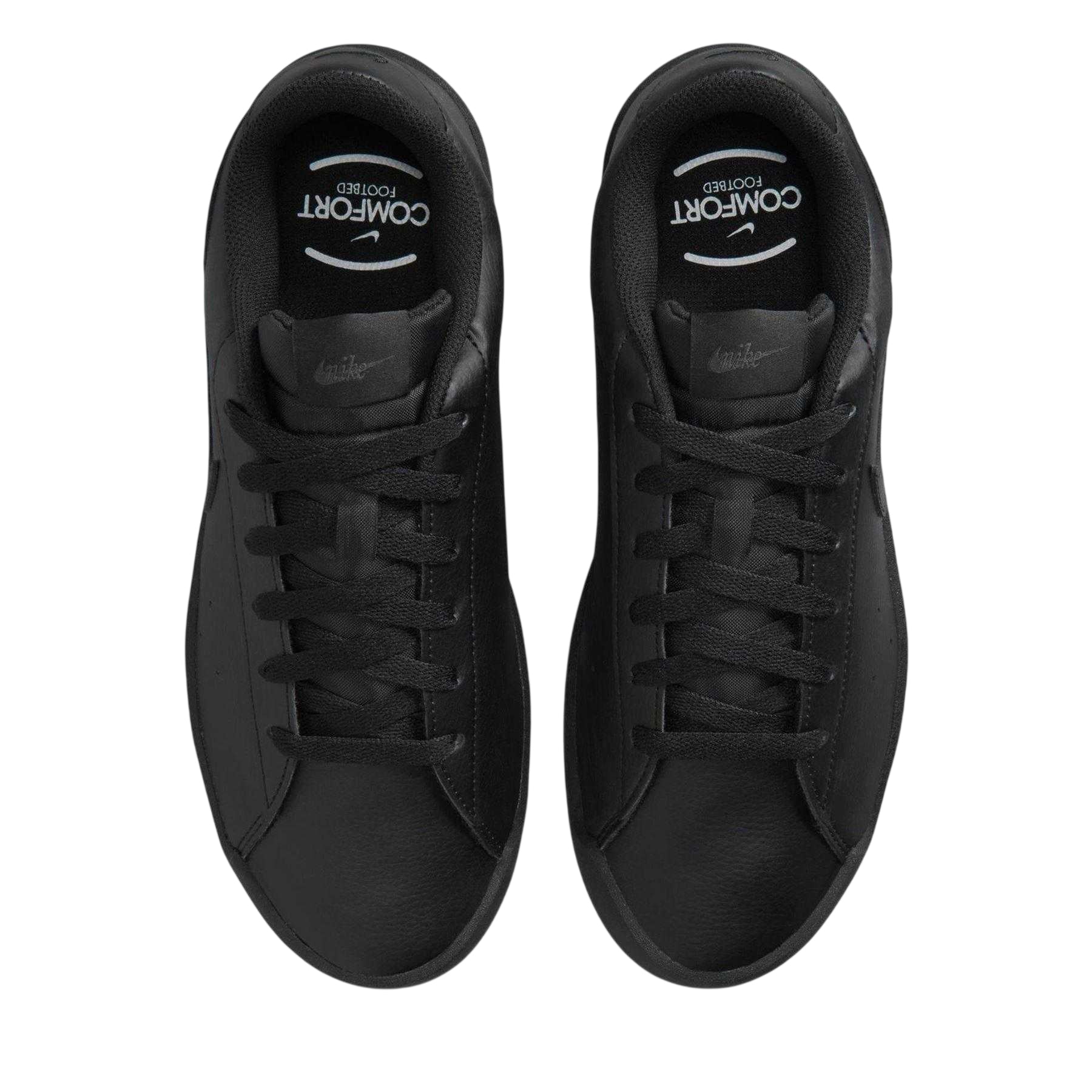 Triple Black - Lifestyle - Nike Womens-Ladies Heritage Synthetic Leather Court Trainers
