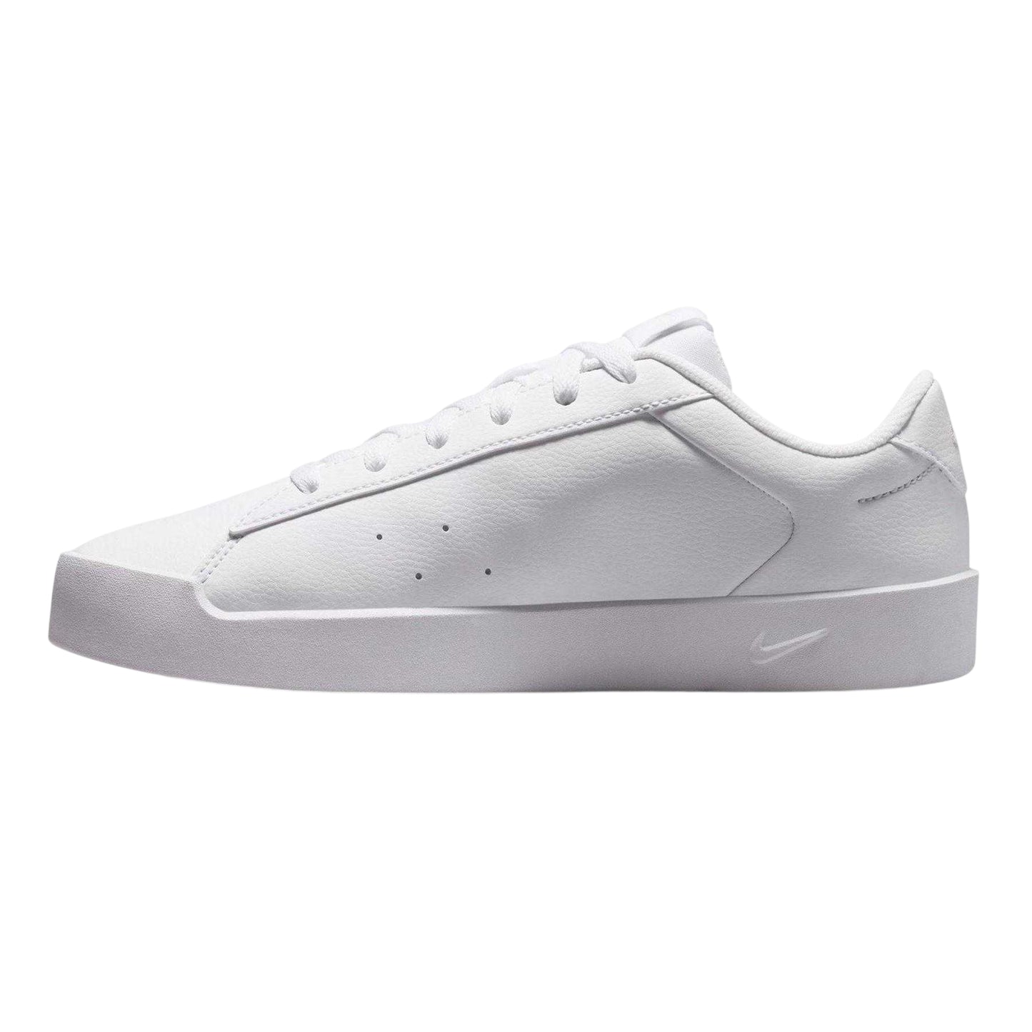 Triple White - Side - Nike Womens-Ladies Heritage Synthetic Leather Court Trainers