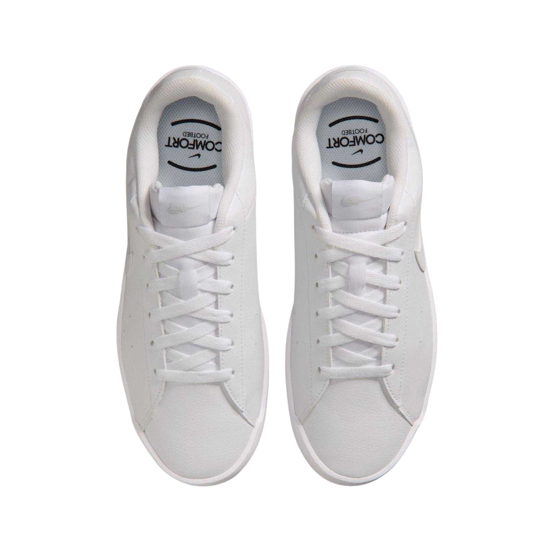 Triple White - Lifestyle - Nike Womens-Ladies Heritage Synthetic Leather Court Trainers