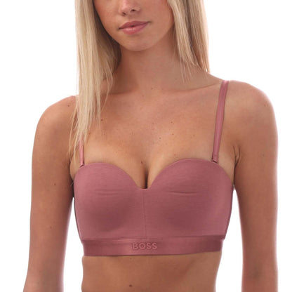 Red - Side - Hugo Boss Womens-Ladies Logo Branded Push Up Bra