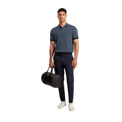 Navy - Lifestyle - Ted Baker Mens Geometric Jacquard Short-Sleeved Polo Shirt