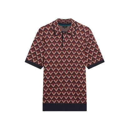 Maroon - Front - Ted Baker Mens Geometric Jacquard Short-Sleeved Polo Shirt