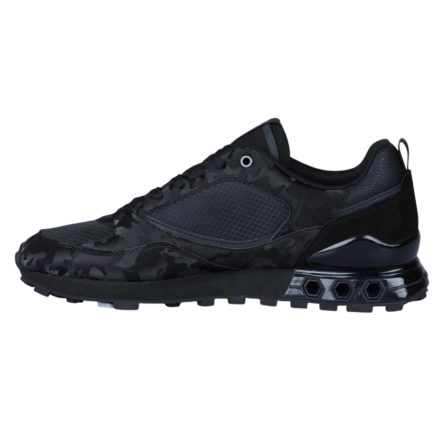 Black - Side - Cruyff Mens Snyper Camouflage Leather Trainers