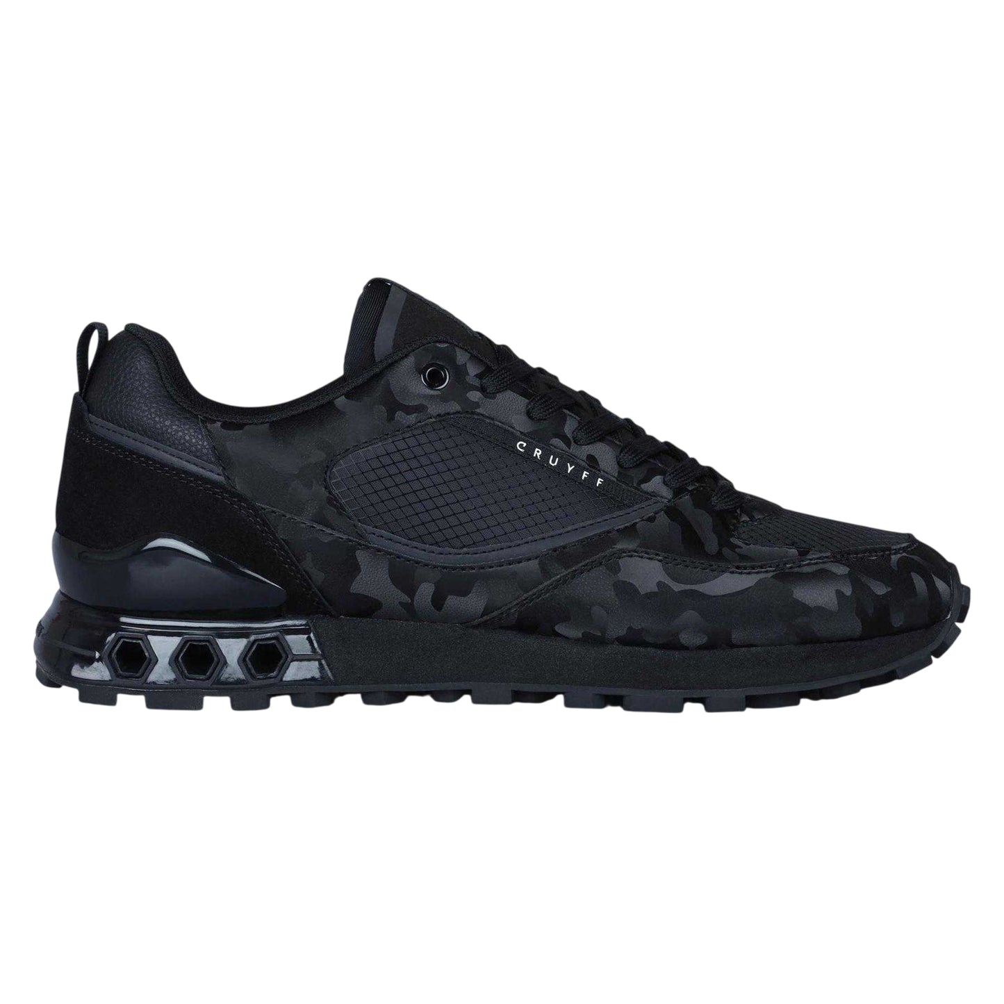 Black - Front - Cruyff Mens Snyper Camouflage Leather Trainers