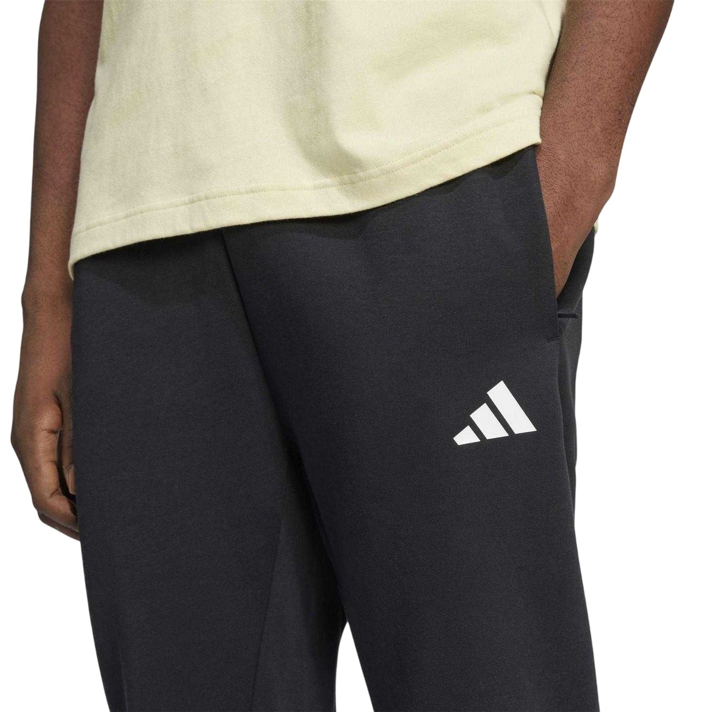 Black - Side - Adidas Mens 3S 3 Stripes Joggers
