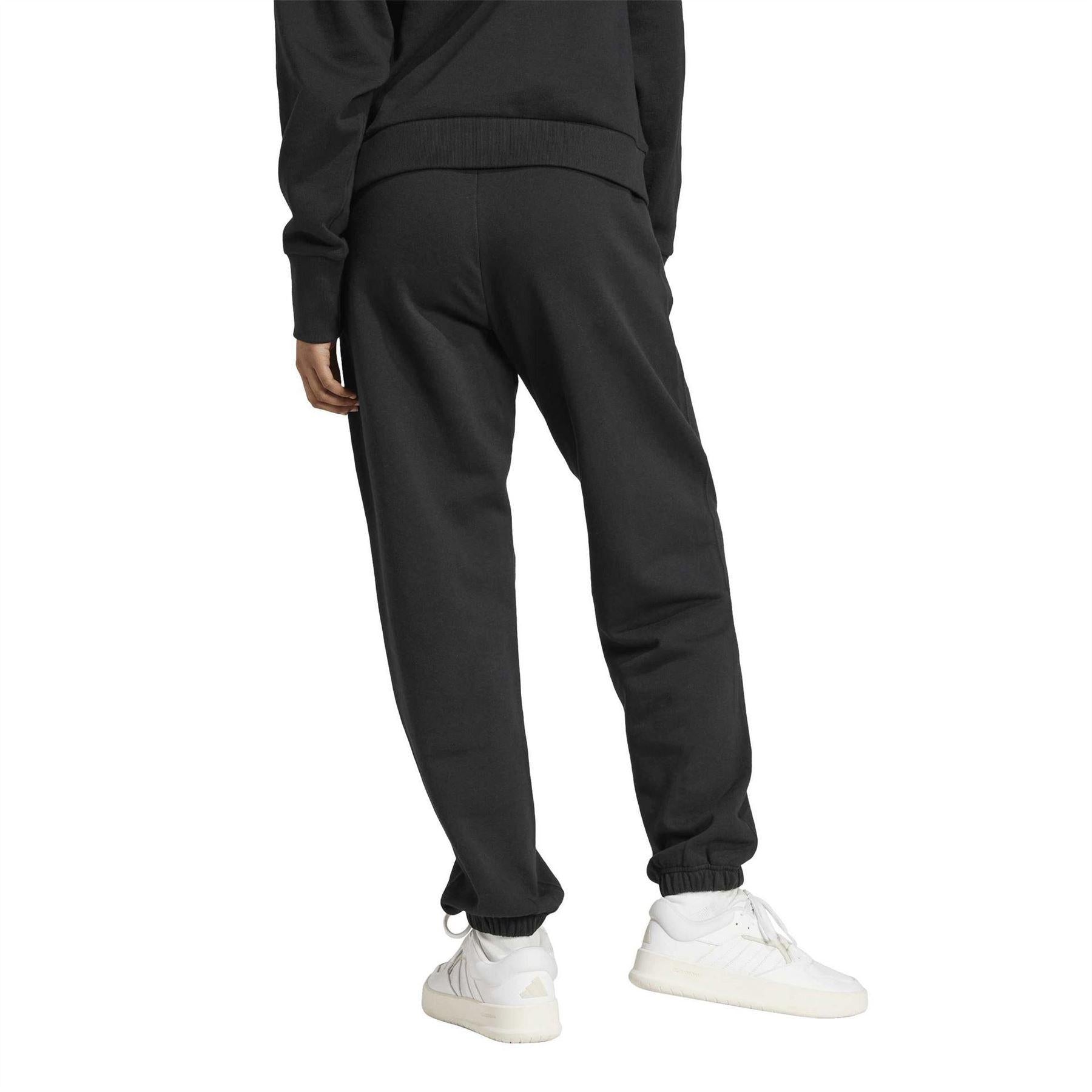 Black - Back - Adidas Womens-Ladies Elasticated Cuff Relaxed Fit Joggers