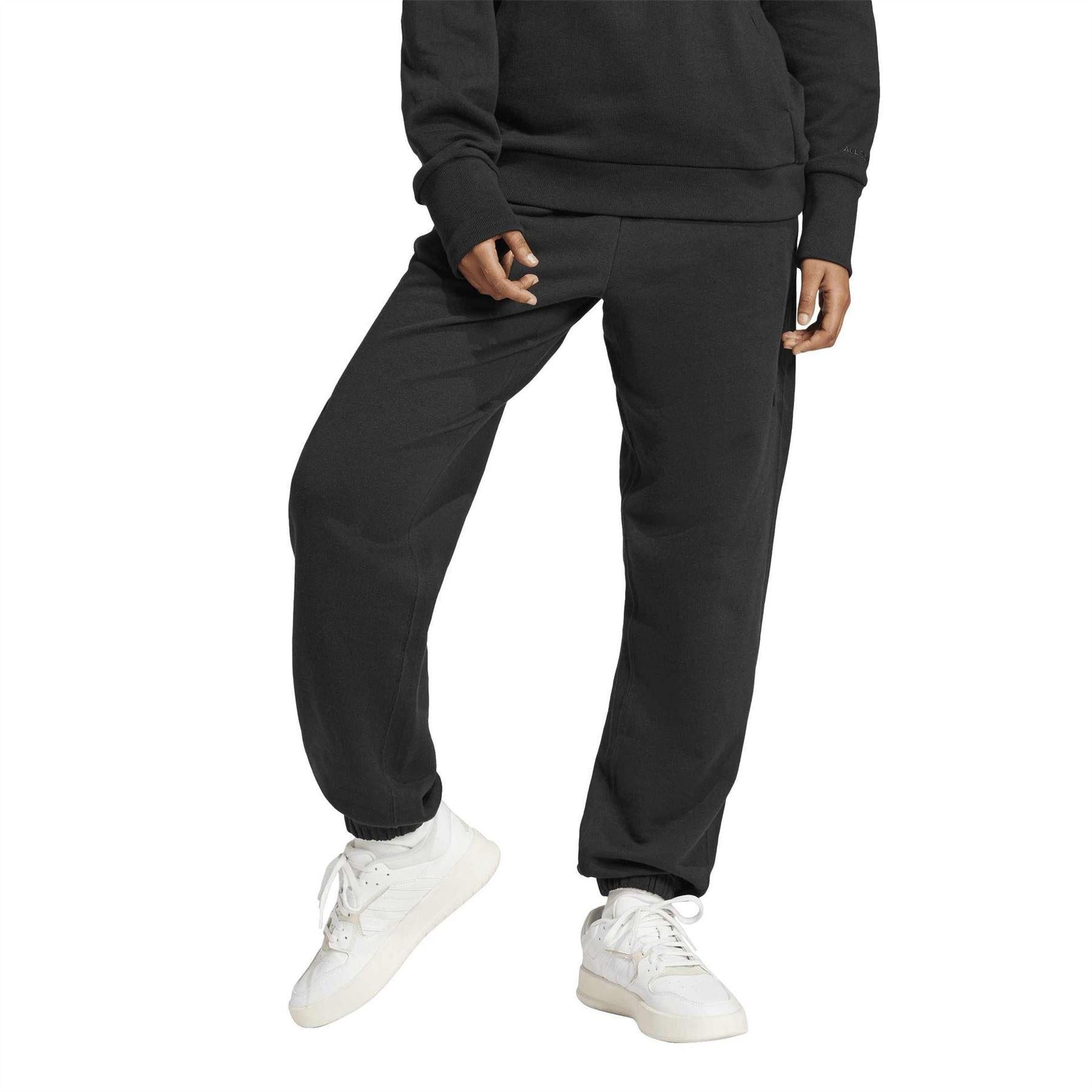 Black - Pack Shot - Adidas Womens-Ladies Elasticated Cuff Relaxed Fit Joggers