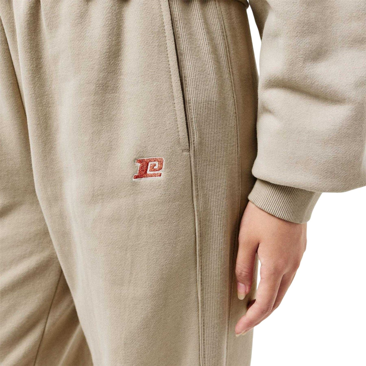 Oxford Tan - Side - PE Nation Womens-Ladies Fleece Open Hem Joggers