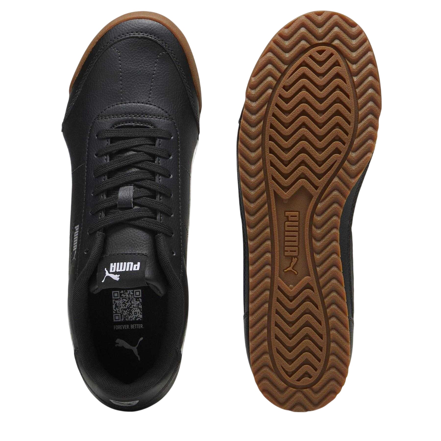 Black-White - Side - Puma Mens Turino II Leather Low Rise Shoes