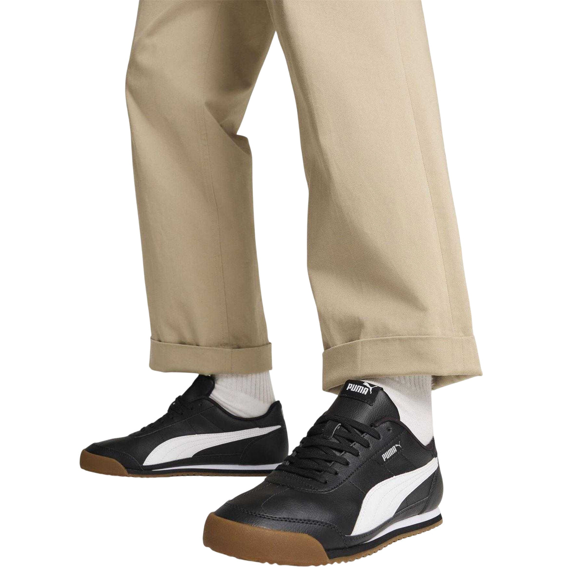 Black-White - Pack Shot - Puma Mens Turino II Leather Low Rise Shoes