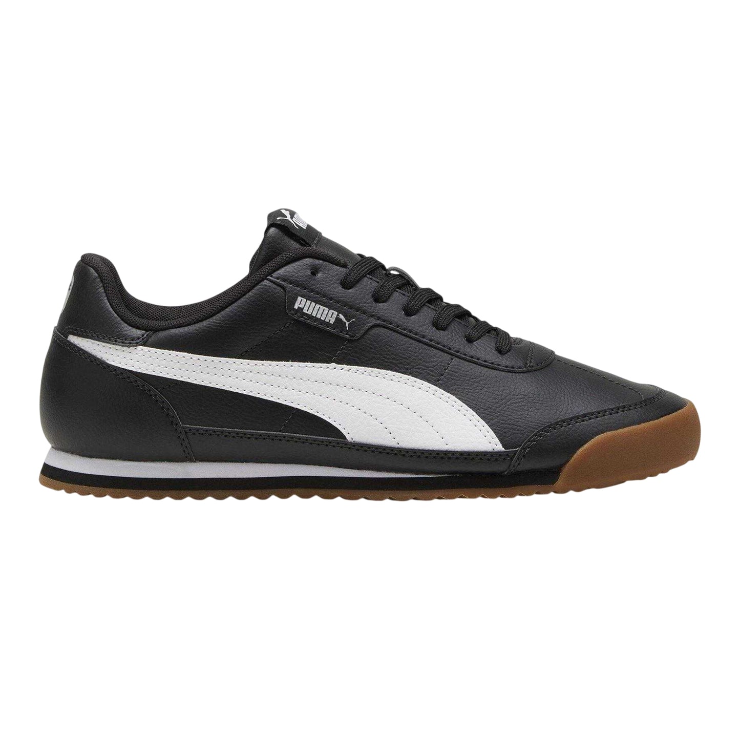 Black-White - Front - Puma Mens Turino II Leather Low Rise Shoes