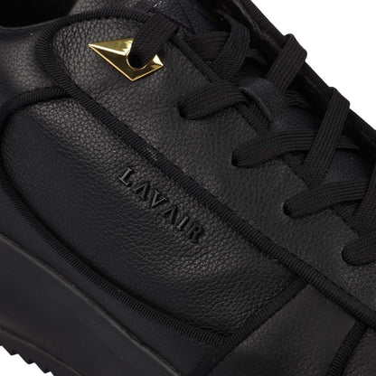Black - Pack Shot - Lavair Mens Femento Leather Trainers