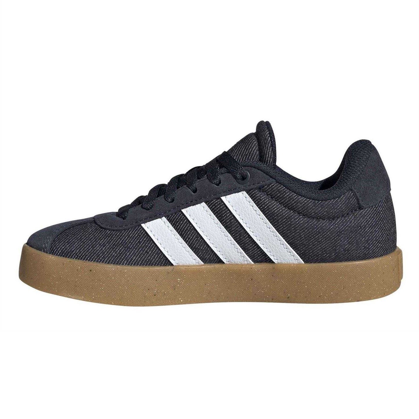 Ink-White - Side - Adidas Childrens-Kids VL Court 3.0 Flat Trainers
