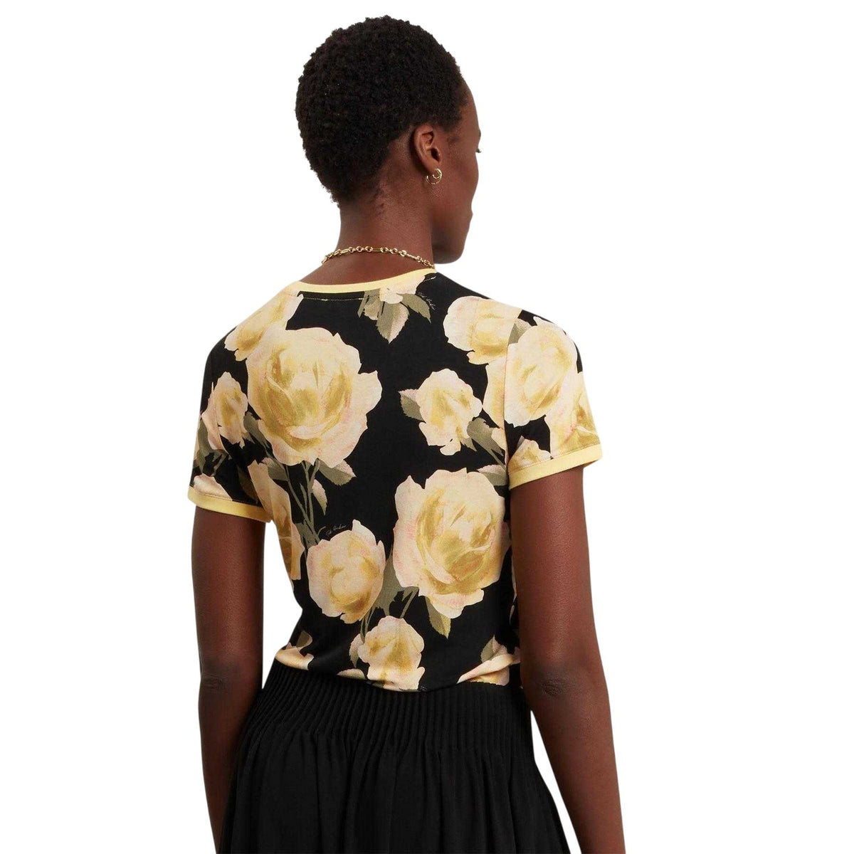 Black - Side - Ted Baker Womens-Ladies Floral Regular T-Shirt