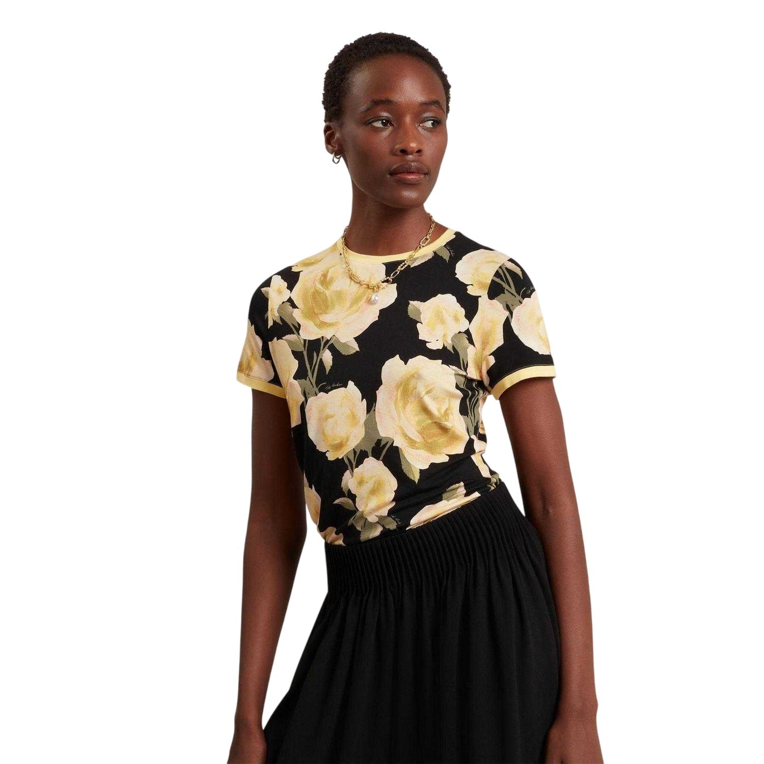 Black - Lifestyle - Ted Baker Womens-Ladies Floral Regular T-Shirt