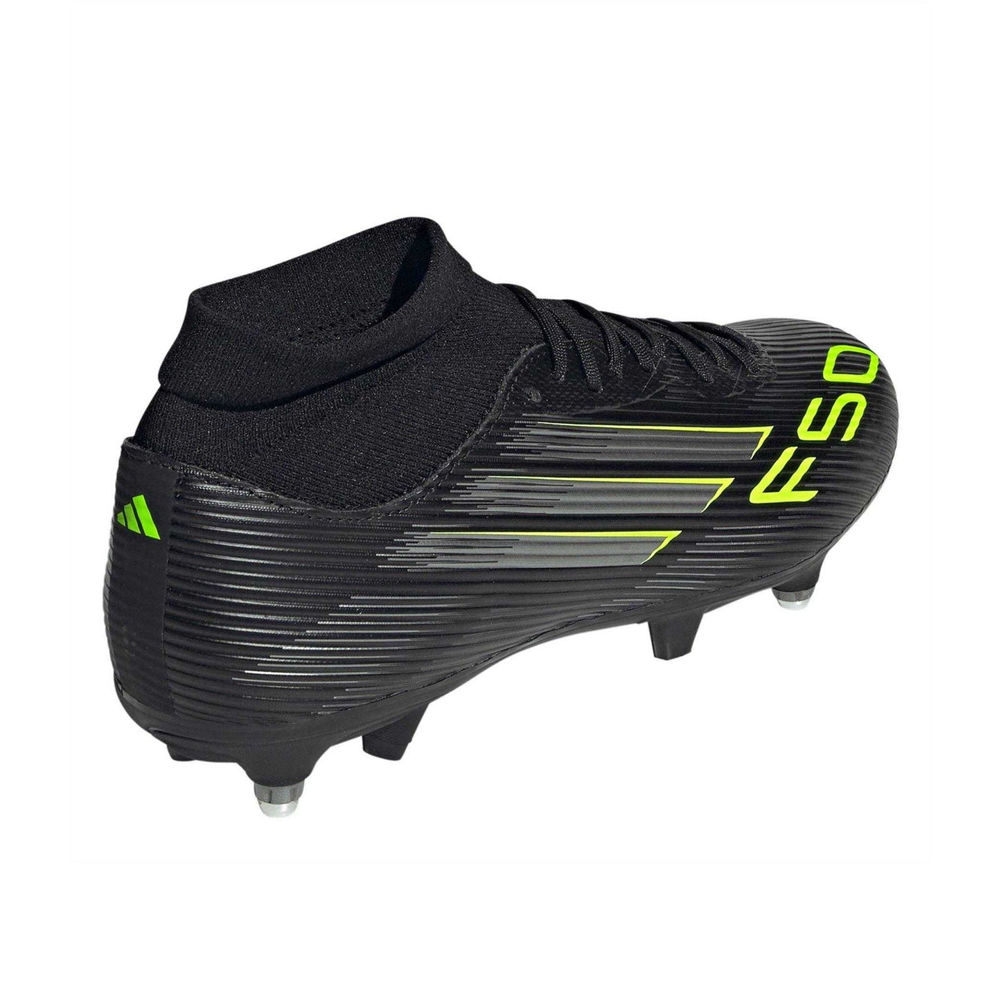 Black-Lemon - Back - Adidas Mens F50 League Mid Cut Soft Ground Football Boots