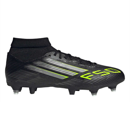 Black-Lemon - Front - Adidas Mens F50 League Mid Cut Soft Ground Football Boots