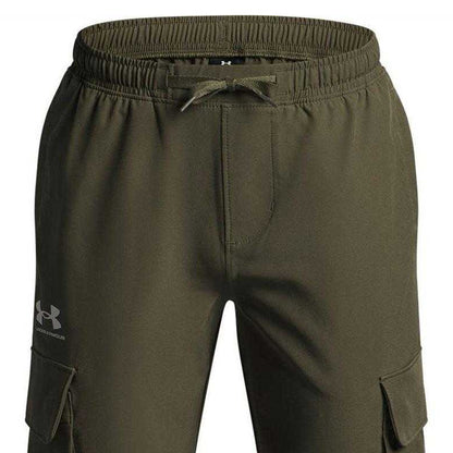 Green - Side - Under Armour Boys Icon Woven Jogging Bottoms