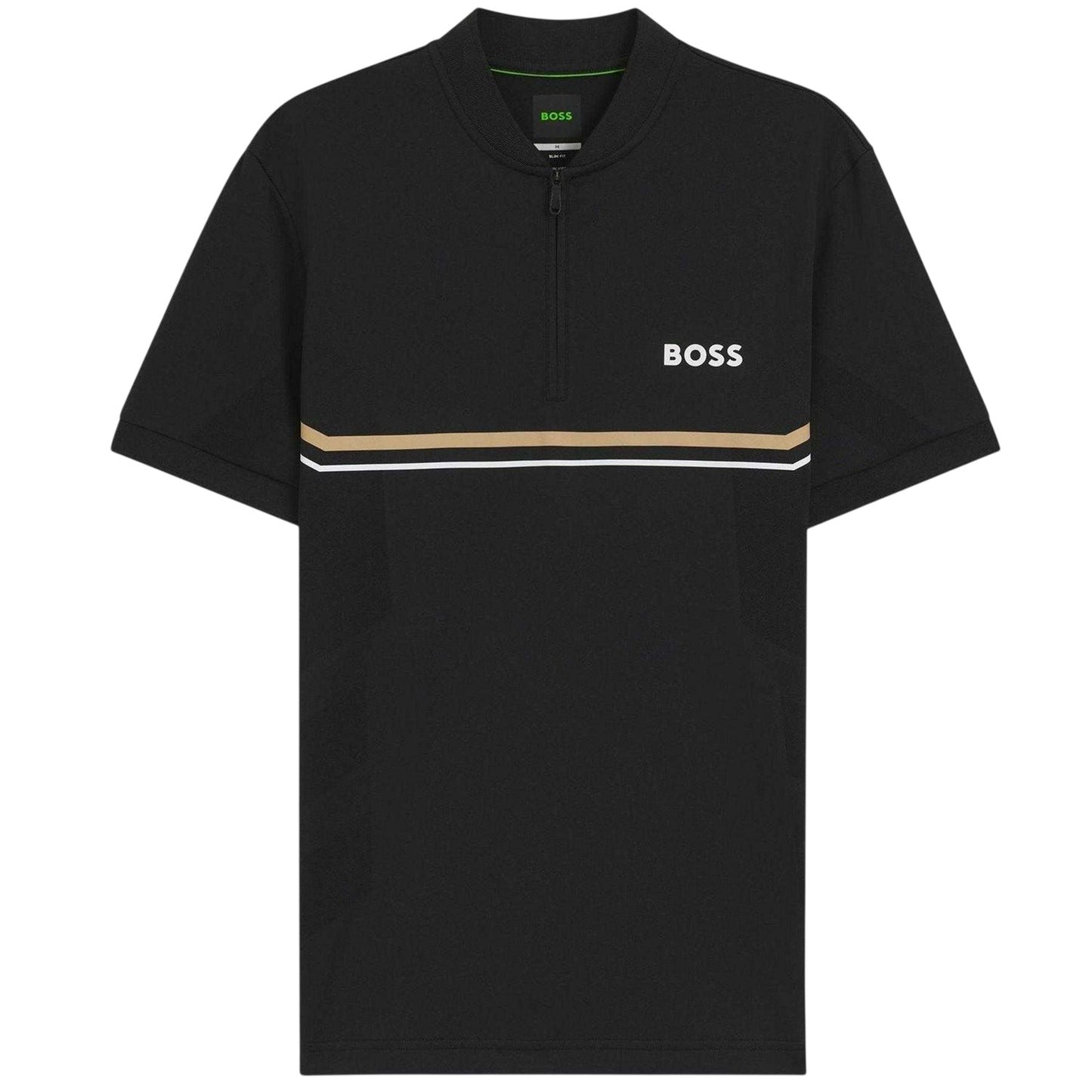 Black - Front - Boss Mens Pl Toc Spin Logo Quarter Zip Polo Shirt