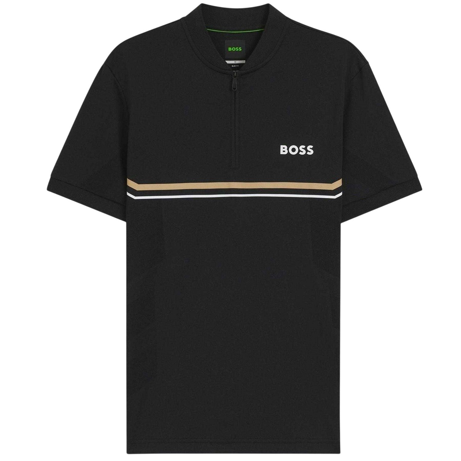Black - Front - Boss Mens Pl Toc Spin Logo Quarter Zip Polo Shirt