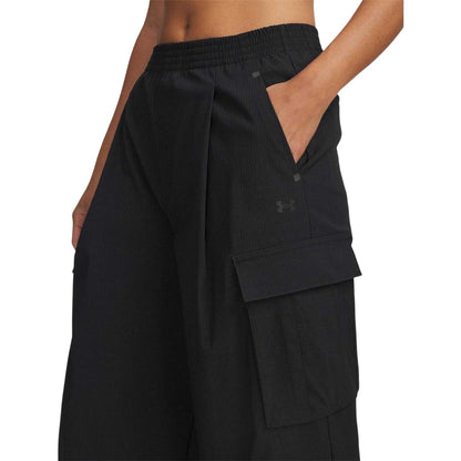 Black - Side - Under Armour Womens-Ladies Unstoppable Cargo Trousers