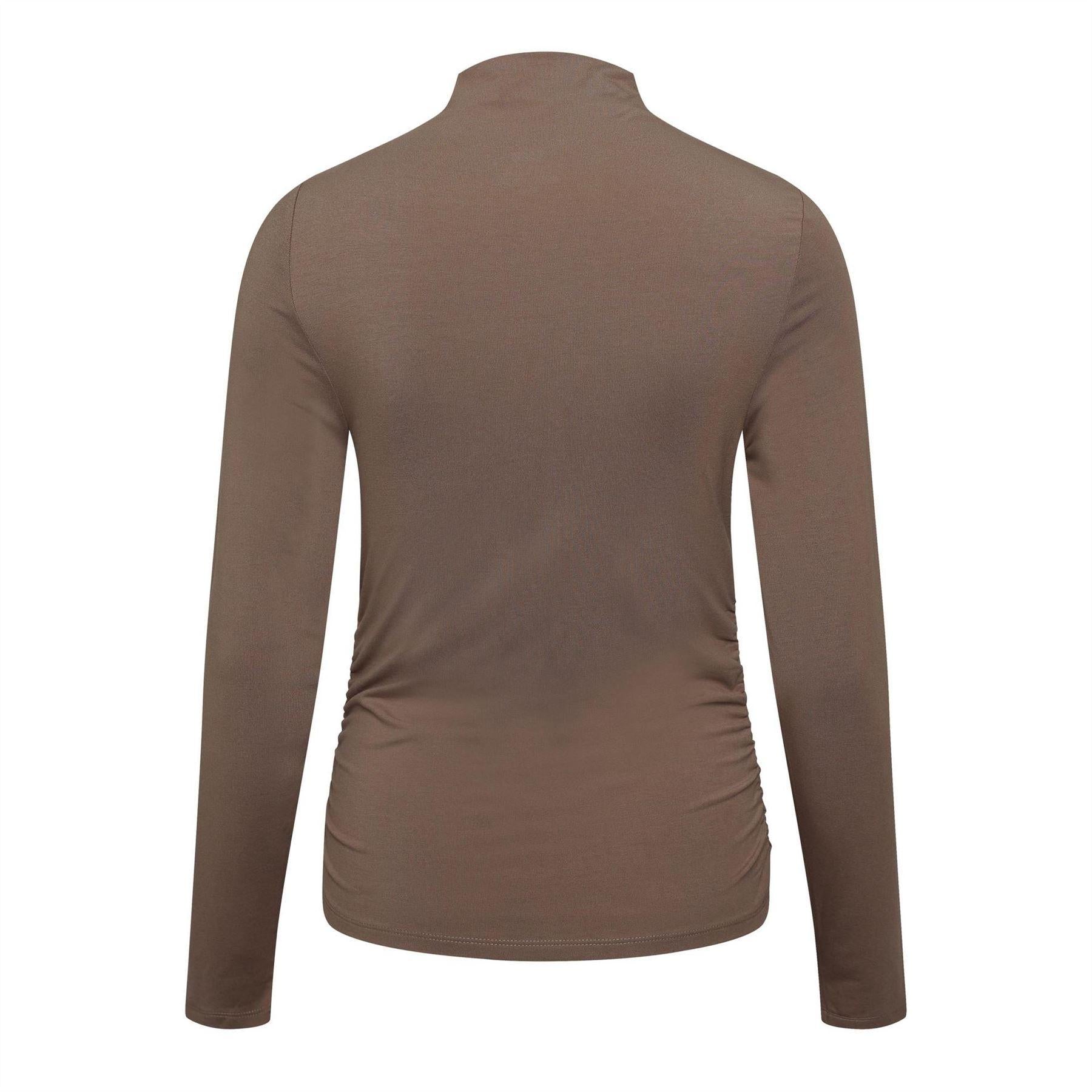Taupe Grey - Back - Levis Womens-Ladies Nina Roll Neck Slim T-Shirt