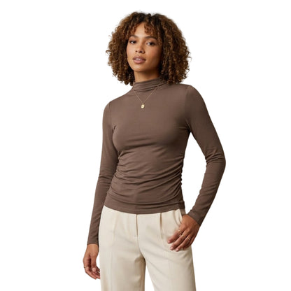 Taupe Grey - Lifestyle - Levis Womens-Ladies Nina Roll Neck Slim T-Shirt