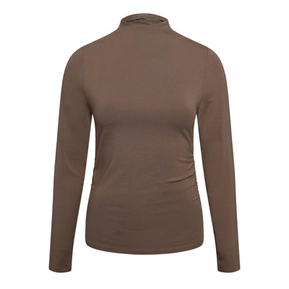 Taupe Grey - Front - Levis Womens-Ladies Nina Roll Neck Slim T-Shirt