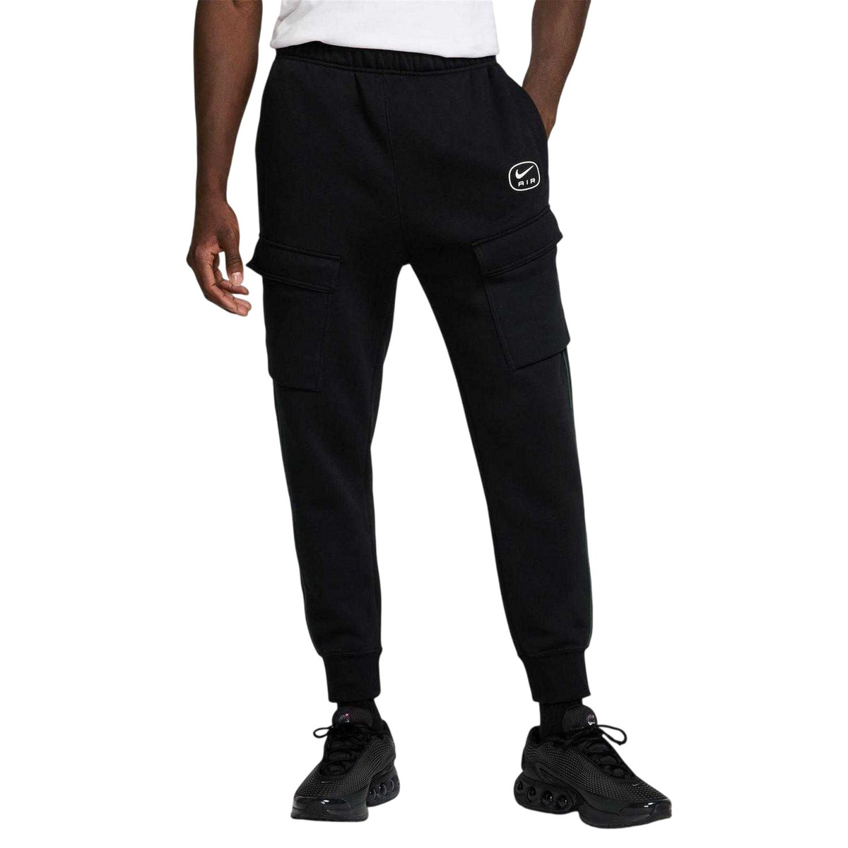 Black-Fir - Front - Nike Mens Air Fleece Cargo Jogging Bottoms