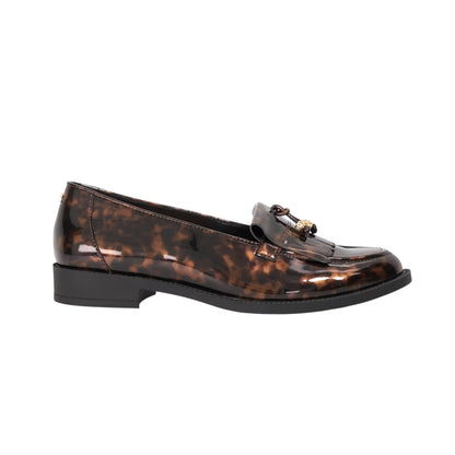 Multicoloured - Front - Dune London Womens-Ladies Globetrot Tortoise Shell Tassel Flat Loafers