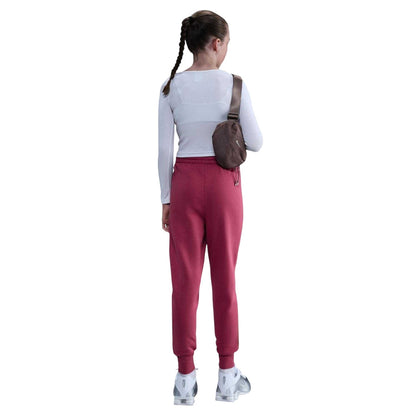 Beet - Back - Nike Girls Club Fleece Side Stripe Jogging Bottoms