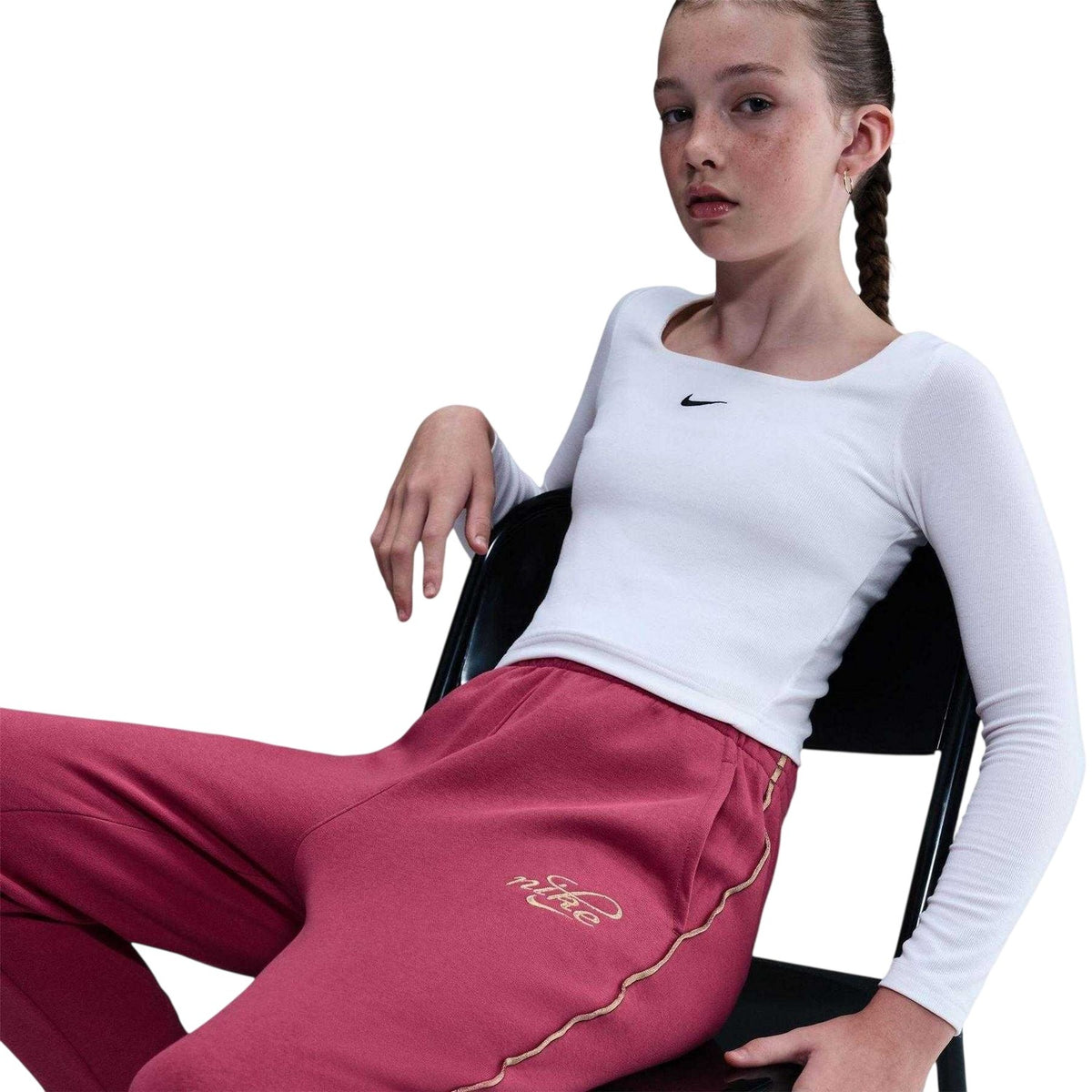 Beet - Lifestyle - Nike Girls Club Fleece Side Stripe Jogging Bottoms