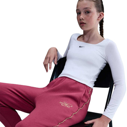 Beet - Lifestyle - Nike Girls Club Fleece Side Stripe Jogging Bottoms