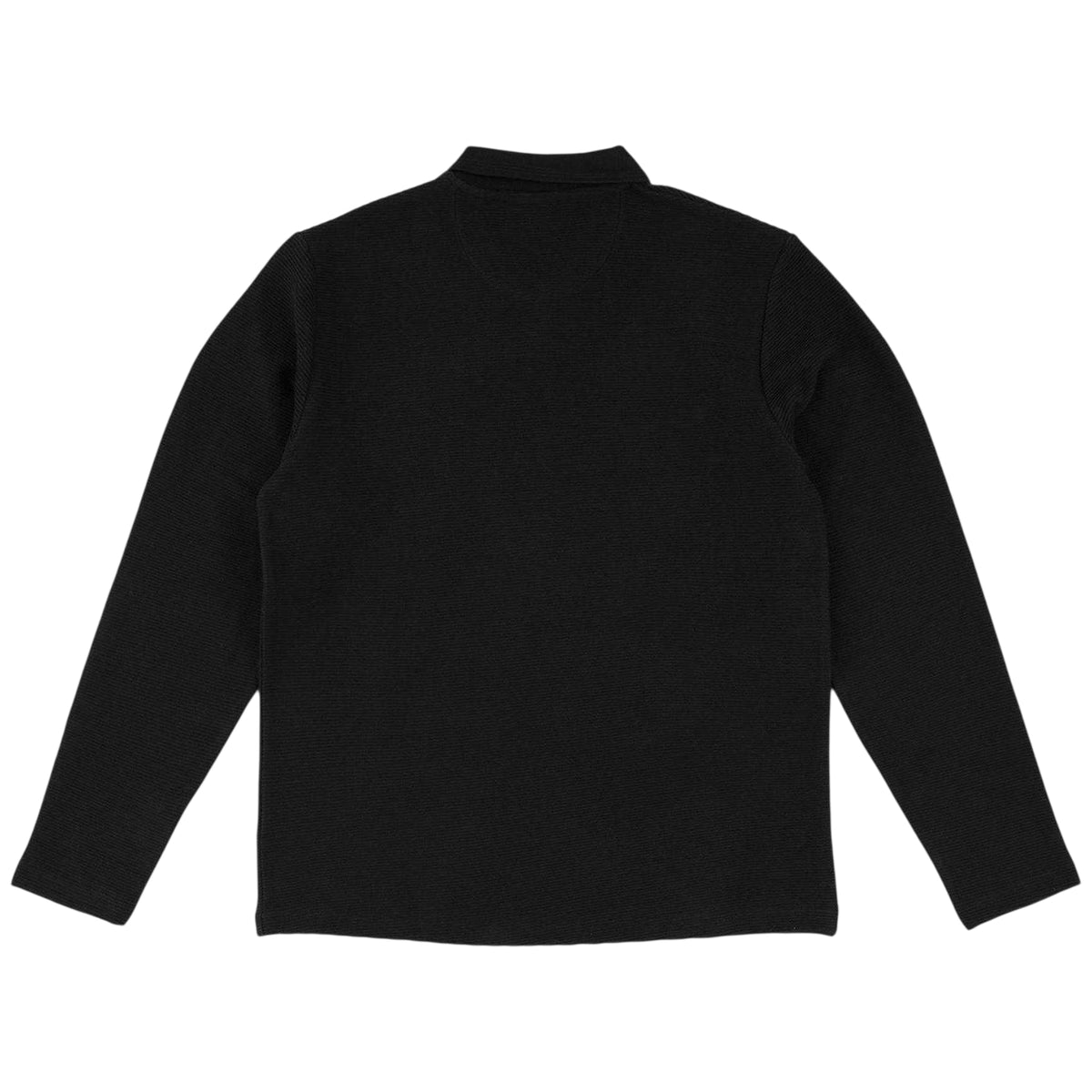 Black - Back - Prevu Mens Ottoman Quarter Zip Long-Sleeved Polo Shirt