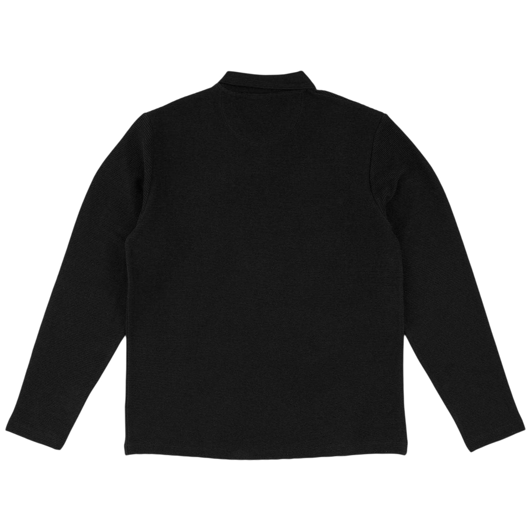 Black - Back - Prevu Mens Ottoman Quarter Zip Long-Sleeved Polo Shirt