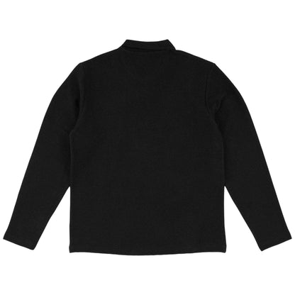 Black - Back - Prevu Mens Ottoman Quarter Zip Long-Sleeved Polo Shirt