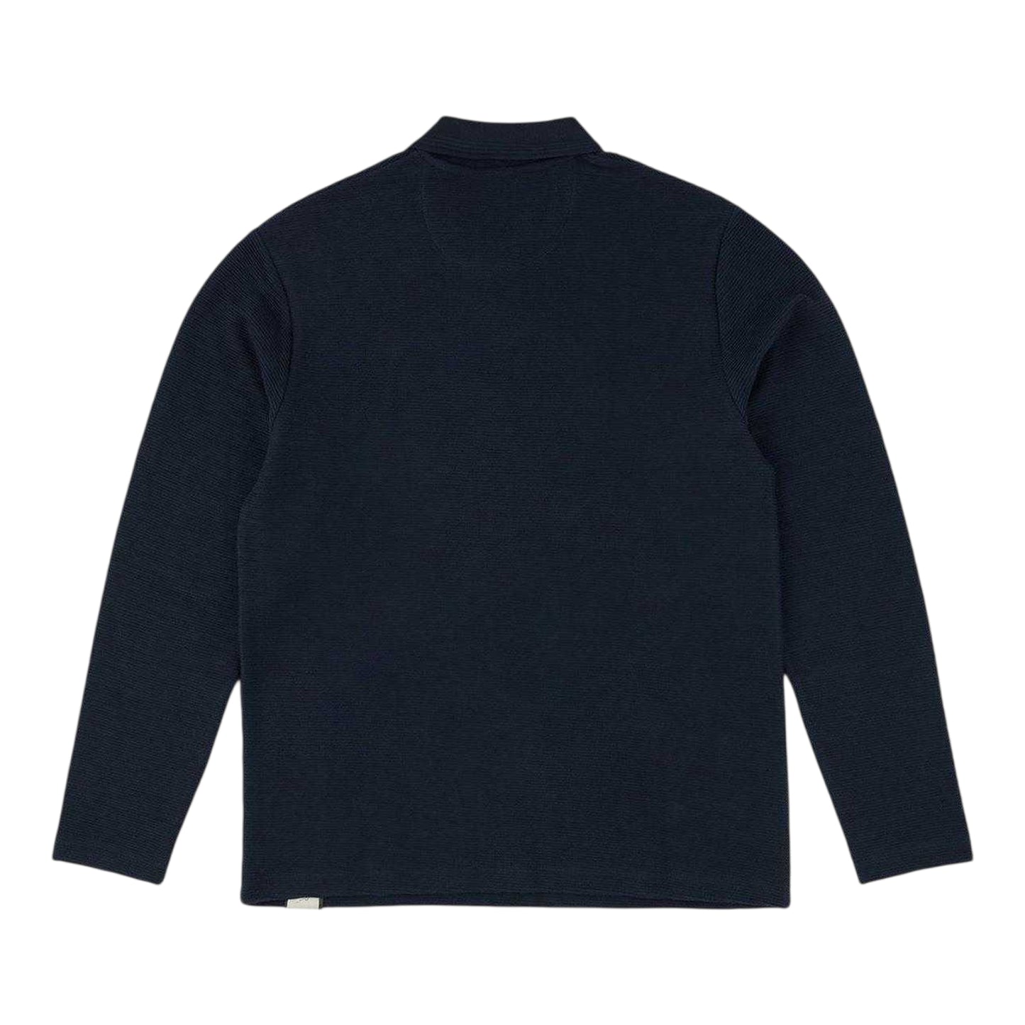 Navy - Back - Prevu Mens Ottoman Quarter Zip Long-Sleeved Polo Shirt